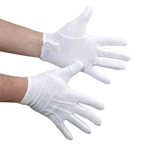 white styleplus cotton military gloves snap closure palm and back view