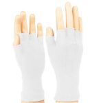 white styleplus fingerless long wrist military gloves palm and back view