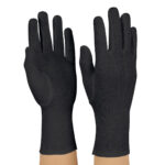 black styleplus long wristed poly nylon stretch gloves back and palm view