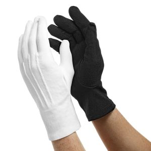 black and white options for dinkles nylon gloves back and palm view