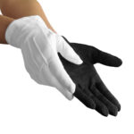 black and white options for dinkles sure grip gloves back and palm view