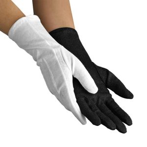 black and white options for dinkles sure grip long wristed gloves back and palm view