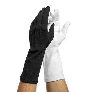 black and white options for dinkles nylon long wristed gloves back view