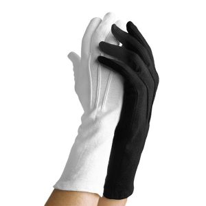 black and white options of dinkles long wristed gloves back veiw