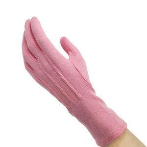 dinkles pink long wristed gloves back view