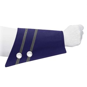 custom navy with two titanium stripes marching band gauntlet with 2 silver buttons