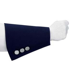 custom navy marching band gauntlet with 3 silver buttons