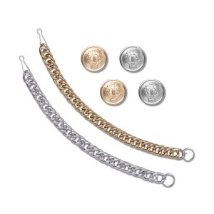 silver and gold options for marching band uniform chain button kit