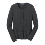 charcoal heather port authority cardigan front view