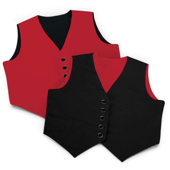 2 color options of custom show choir vests in red and black front view