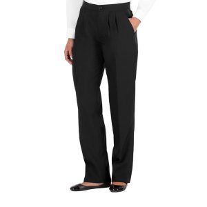 women black polyester tuxedo trousers front view