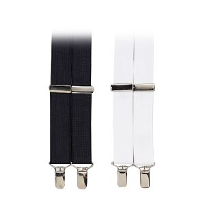 black and white color options clip on suspenders