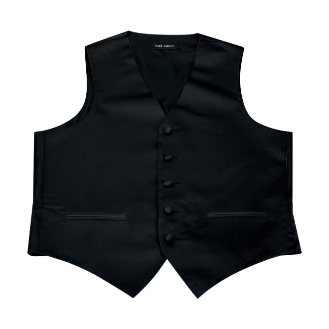 black poly satin concert vest front view