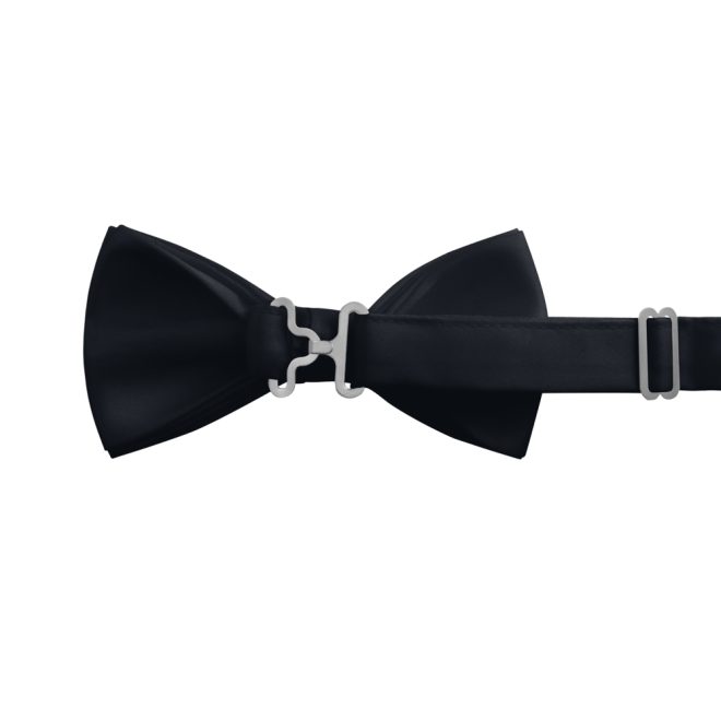 blakc poly satin concert bowtie back view