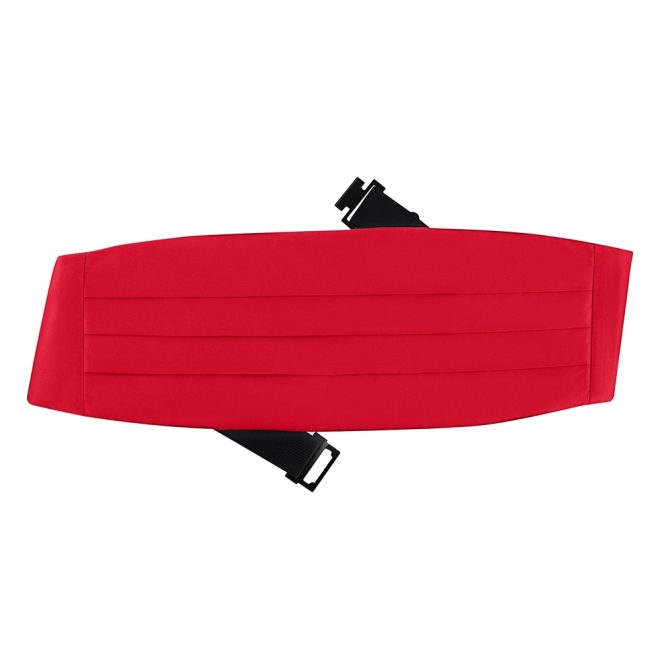 red poly satin concert cummerbund with black straps