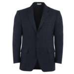 navy men poly wool suit jacket front view