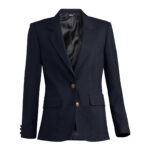 navy women polyester single breasted blazer front view