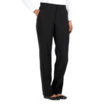 black women plain front poly wool pant front view