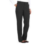 charcoal women plain front poly wool pant front view