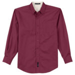 women burgundy/light stone port authority easy care formal shirt front view