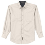 men light stone/classic navy port authority easy care formal shirt front view