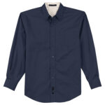 men navy/light stone port authority easy care formal shirt front view