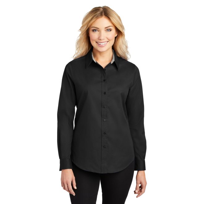 women black port authority easy care formal shirt front view