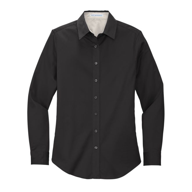 women black port authority easy care formal shirt front view