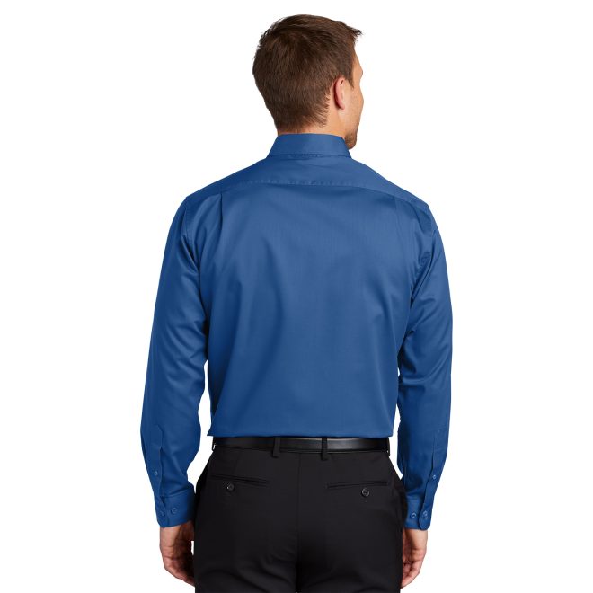 men true blue port authority superpro twill shirt back view