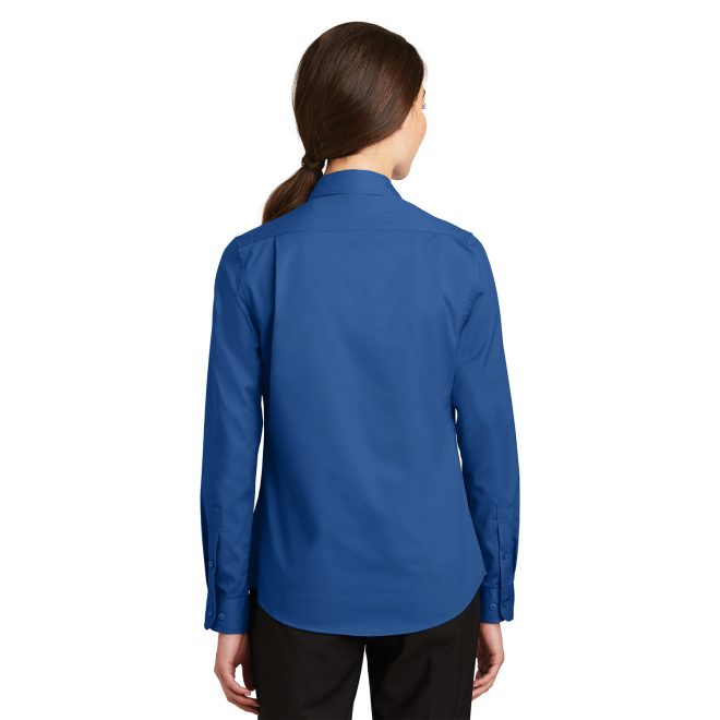 women true blue port authority superpro twill shirt back view