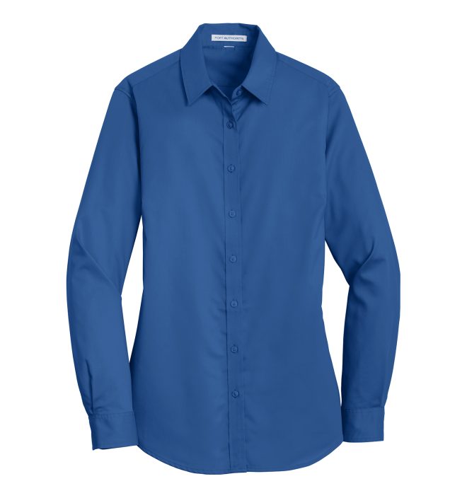 women true blue port authority superpro twill shirt front view