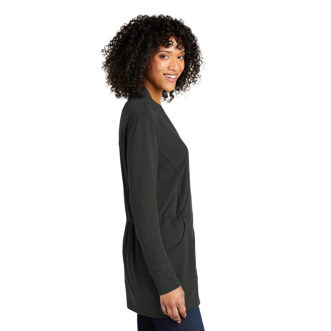 charcoal port authority microterry cardigan side view