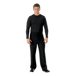 black marching band trousers with black long sleeve shirt