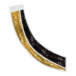 gold and black marching band sequin sash with white trim