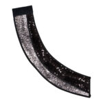 silver and black marching band sequin sash with black trim