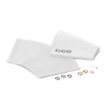 white polyester marching band gauntlets with silver and gold button options