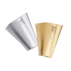 gold and silver color options for metallic marching band gauntlets
