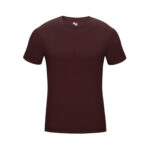 maroon badger pro compression short sleeve shirt front view