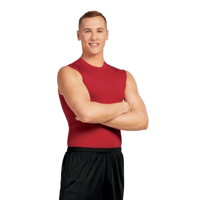 red augusta hyperform sleeveless compression shirt front view