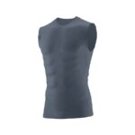 graphite heather augusta hyperform sleeveless compression shirt front view