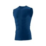 navy augusta hyperform sleeveless compression shirt front view