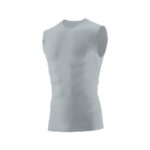 silver augusta hyperform sleeveless compression shirt front view