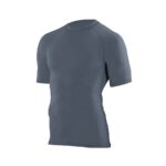 graphite heather augusta hyperform short sleeve compression shirt front view