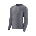 graphite heather augusta hyperform long sleeve compression shirt front view