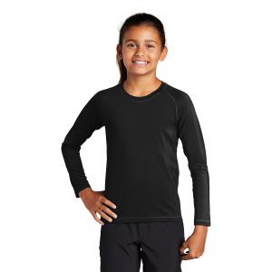 black augusta hyperform youth long sleeve compression shirt front view