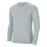 silver augusta hyperform youth long sleeve compression shirt front view