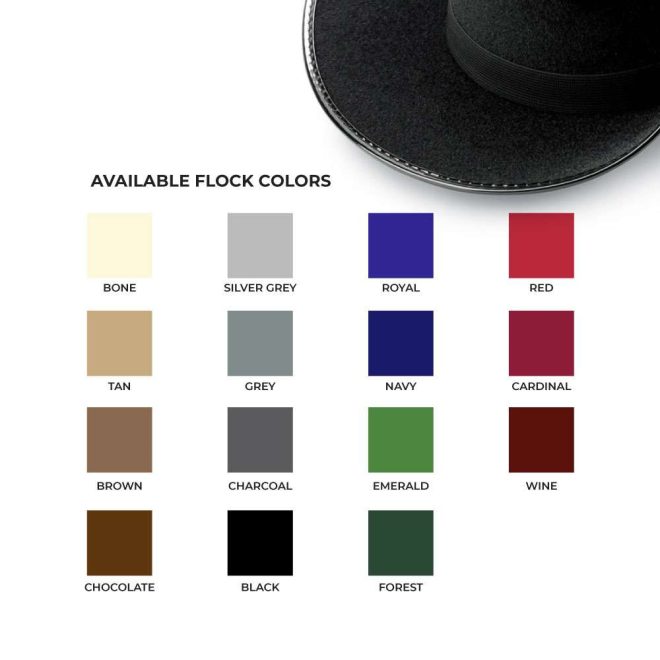 color options for wide brim custom flocked aussie
