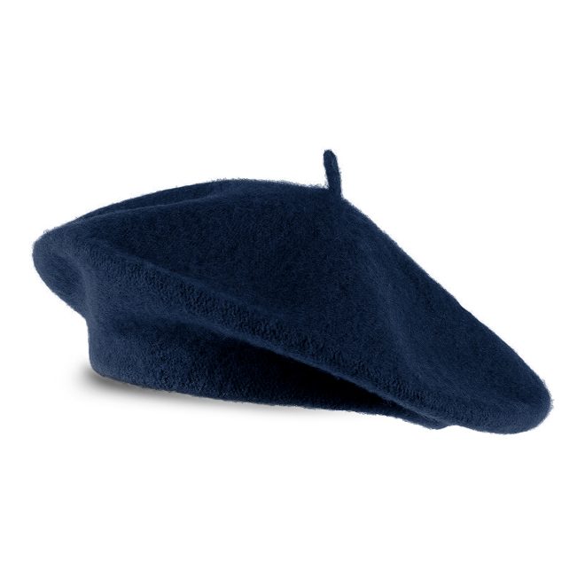 navy wool beret hat