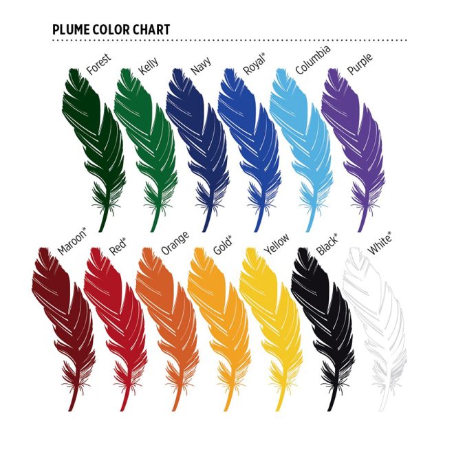 color options for vinyl shako plume with streamers