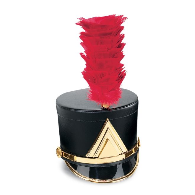 red turkey upright feather shako plume on black shako